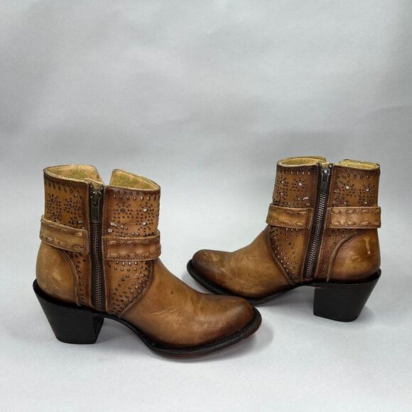 J.B. Dillon Women's Size 6.5 Brown Leather Western Ankle Boots - Picture 7 of 11